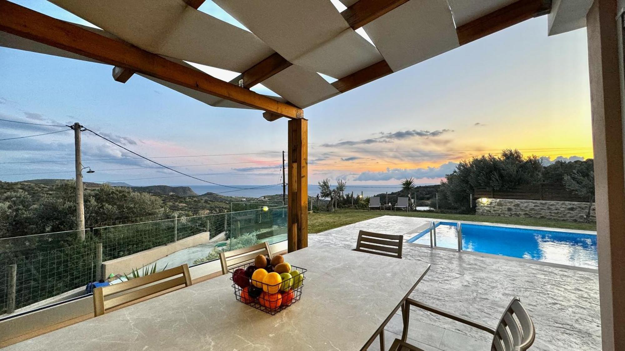 Michael Private Villa, Private Swimming Pool, Garden, Panoramic Sunset Triopetra